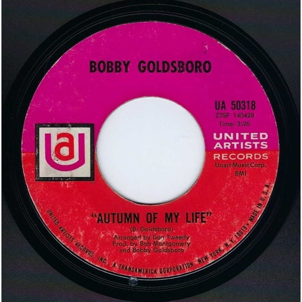 Bobby Goldsboro ‎Vinyl 45 Autumn Of My Life / She Chased Me VG Pop
